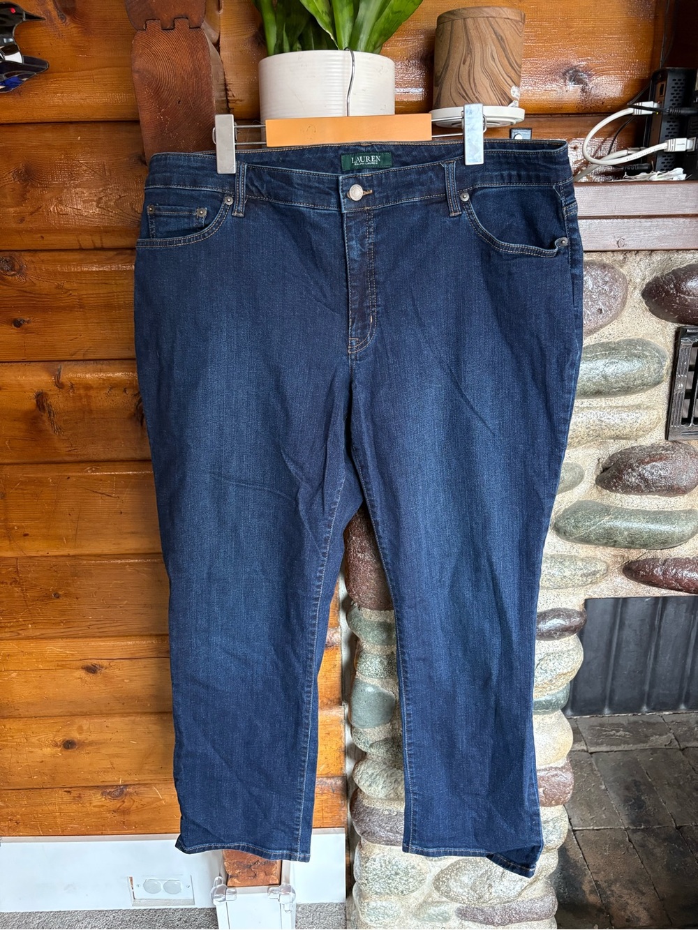 Lauren Ralph Lauren Modern Straight Curvy Jeans 20W Dark Wash